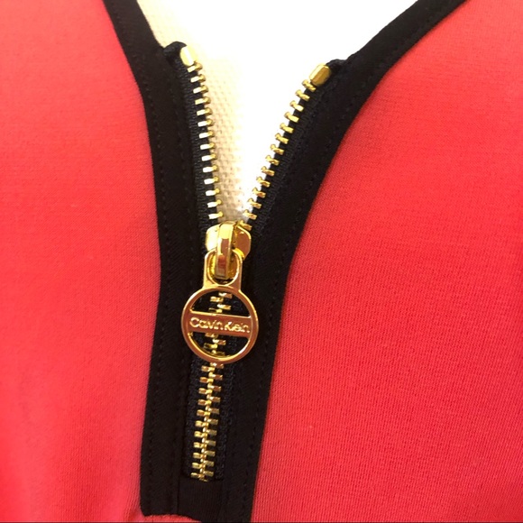 NWOT Calvin Klein Pink Zip Neck Top - Picture 6 of 11